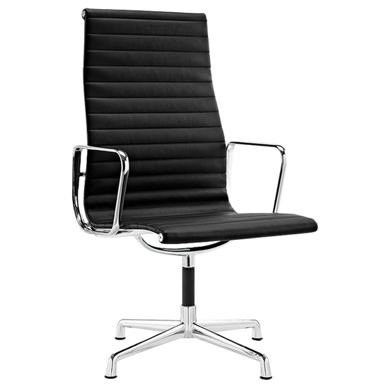 Hoxton High Back Padded Leather Chair Black