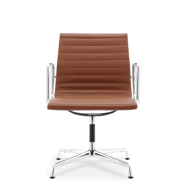 Kontorstol i læder med medium rygTan