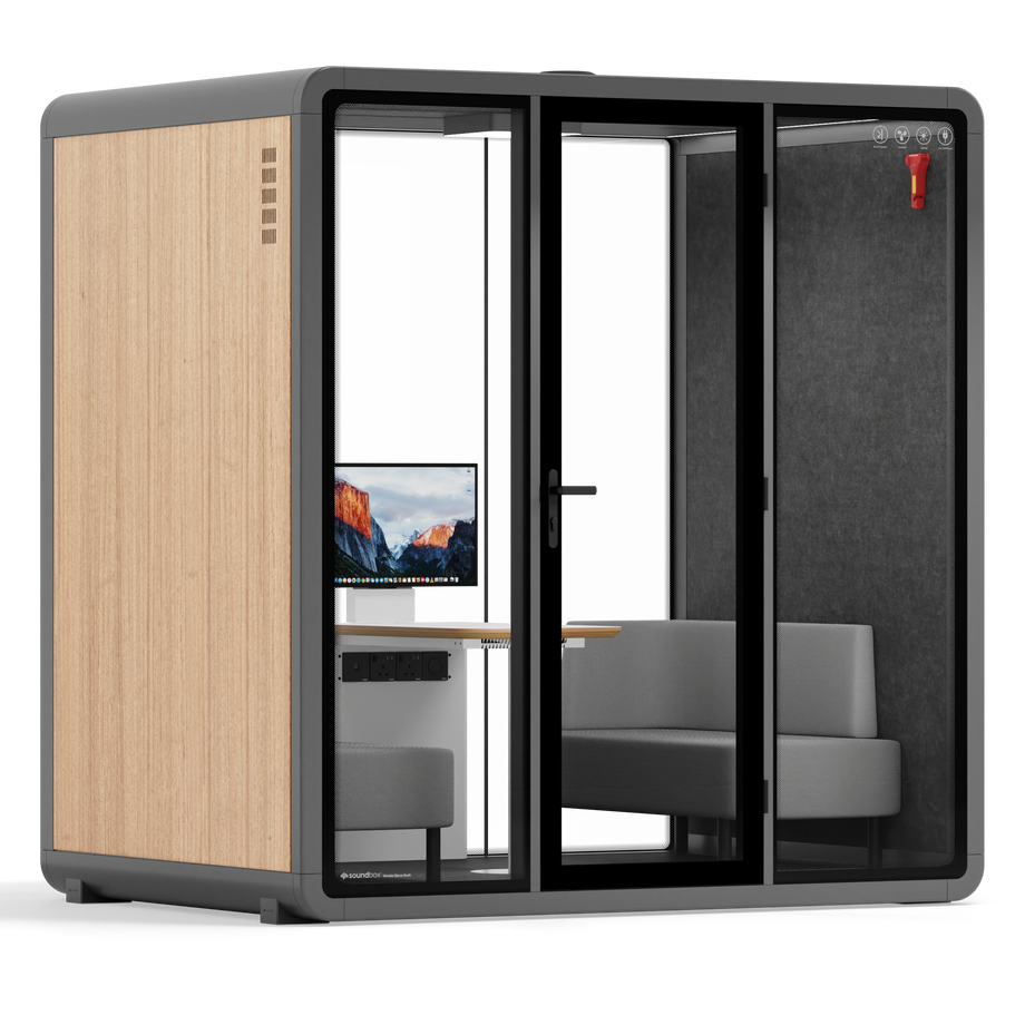 Quell+ - Mötesbås för 4 personerWooden / Dark Grey / Delux