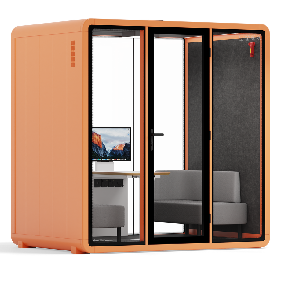 Quell+ - Mötesbås för 4 personerOrange / Dark Grey / Delux