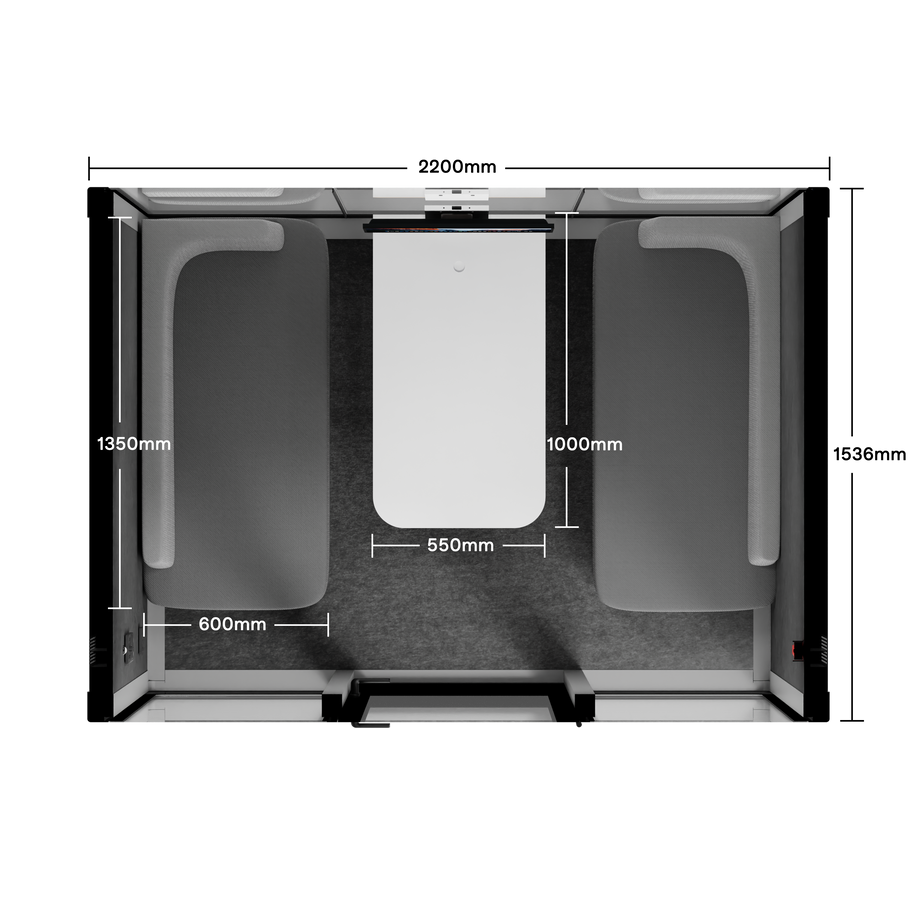 Quell+ - Mötesbås för 4 personerLight Grey / Dark Grey / Delux