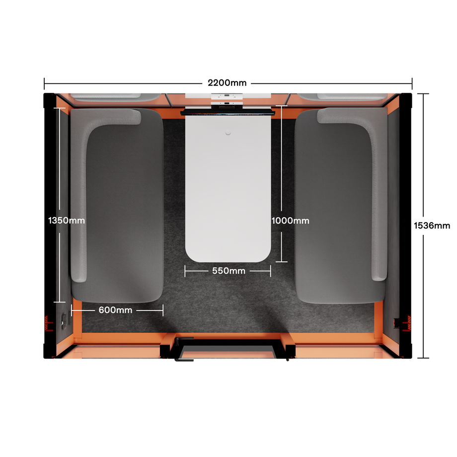 Quell+ - Mötesbås för 4 personerOrange / Dark Grey / Delux