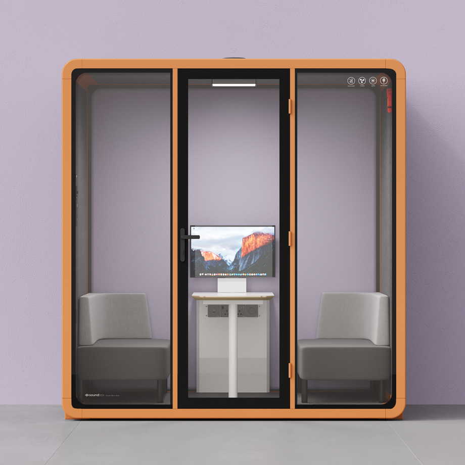 Quell+ - Mötesbås för 4 personerOrange / Dark Grey / Delux