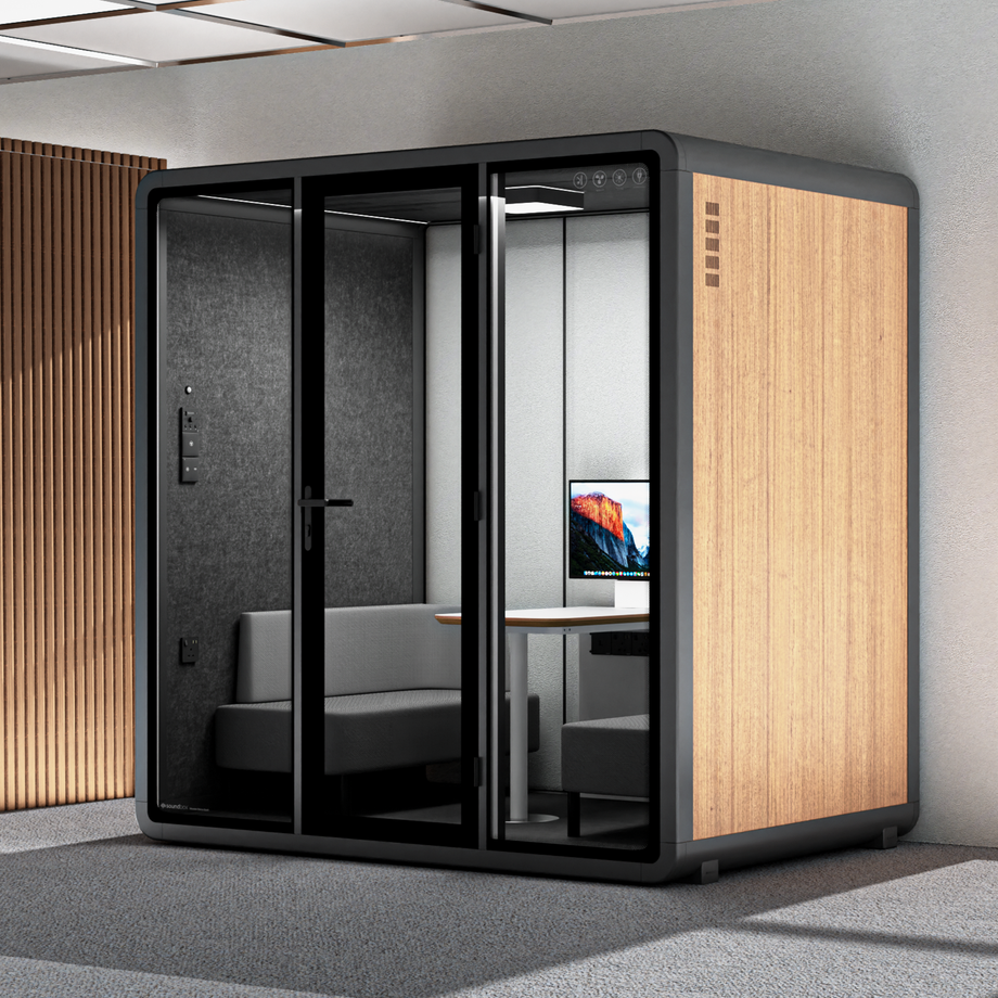 Quell+ - Mötesbås för 4 personerWooden / Dark Grey / Delux