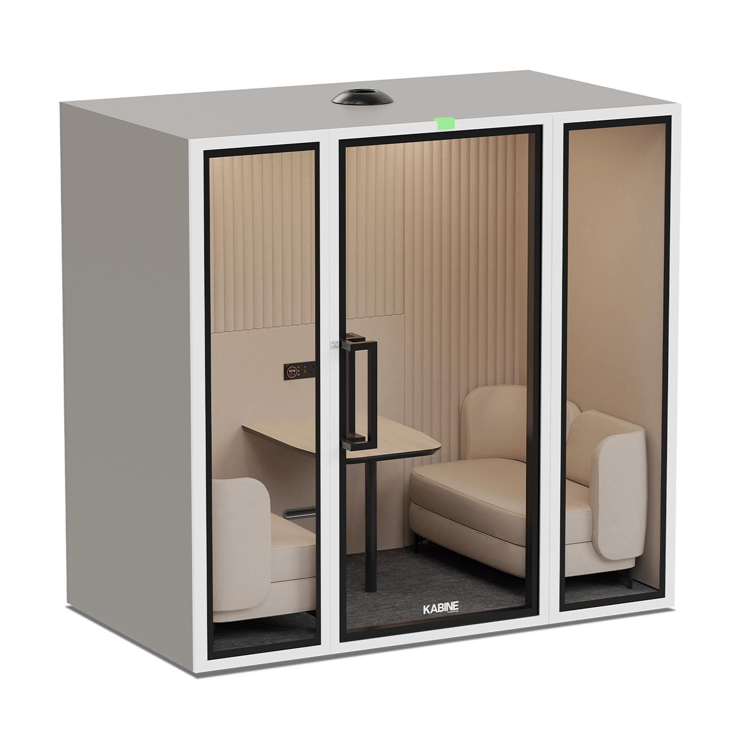 Kabine - 2 - 4 Reunião N Grande Cinza/Branco / Tecido Ecru
