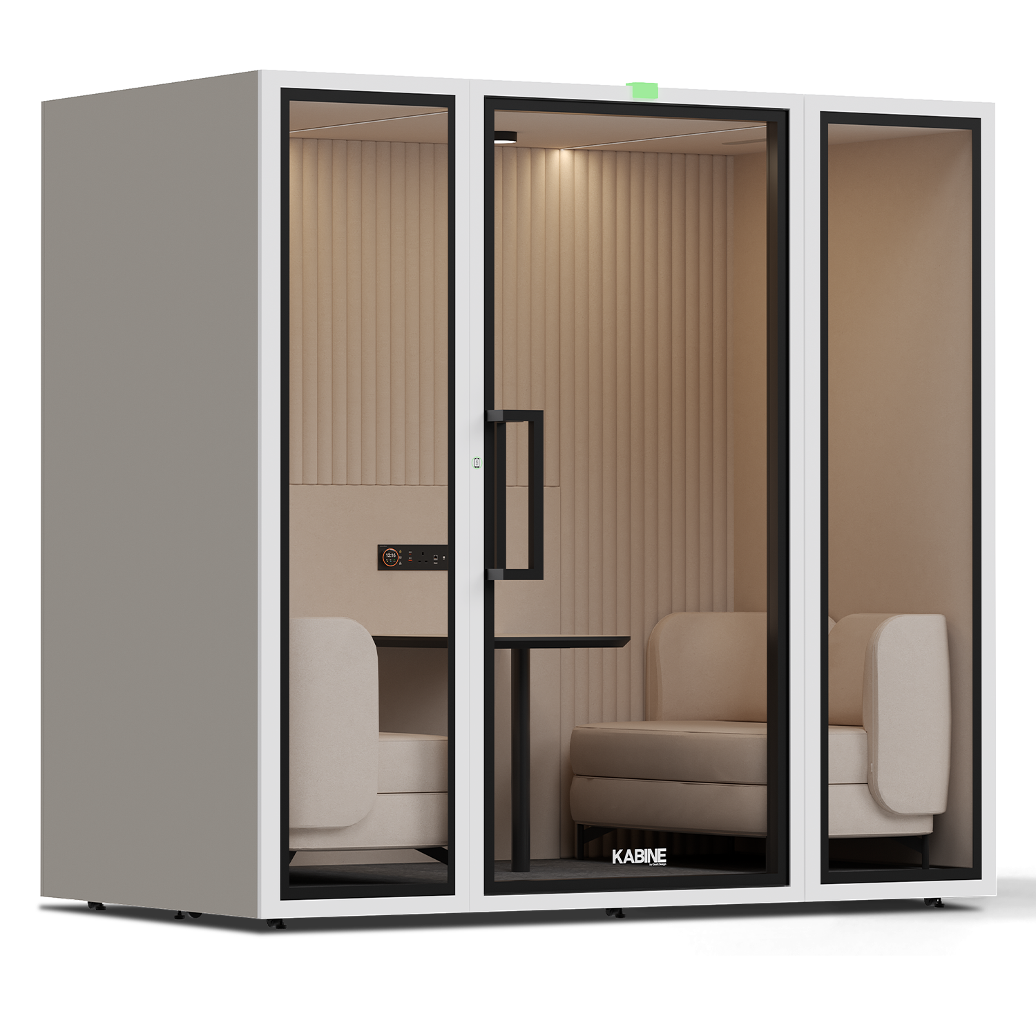 Kabine - 2 - 4 Reunião N Grande Cinza/Branco / Tecido Ecru