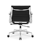 Medium Back Ribbed Leather Office Chair Black