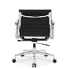 Medium Back Ribbed Leather Office Chair Black