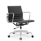 Medium Back Ribbed Leather Office Chair Black