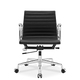 Medium Back Ribbed Leather Office Chair Black