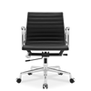 Medium Back Ribbed Leather Office Chair Black