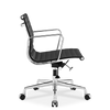 Medium Back Ribbed Leather Office Chair Black
