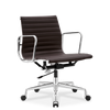 Medium Back Ribbed Leather Office Chair Coffee