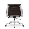 Medium Back Ribbed Leather Office Chair Coffee