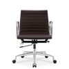 Medium Back Ribbed Leather Office Chair Coffee