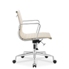 Medium Back Ribbed Leather Office Chair Cream