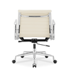 Medium Back Ribbed Leather Office Chair Cream