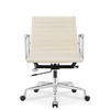 Medium Back Ribbed Leather Office Chair Cream