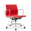 Medium Back Ribbed Leather Office Chair Red