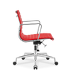 Medium Back Ribbed Leather Office Chair Red