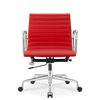 Medium Back Ribbed Leather Office Chair Red