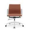 Medium Back Ribbed Leather Office Chair Tan