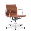 Medium Back Ribbed Leather Office Chair Tan
