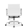Medium Back Ribbed Leather Office Chair White