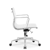 Medium Back Ribbed Leather Office Chair White