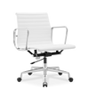 Medium Back Ribbed Leather Office Chair White