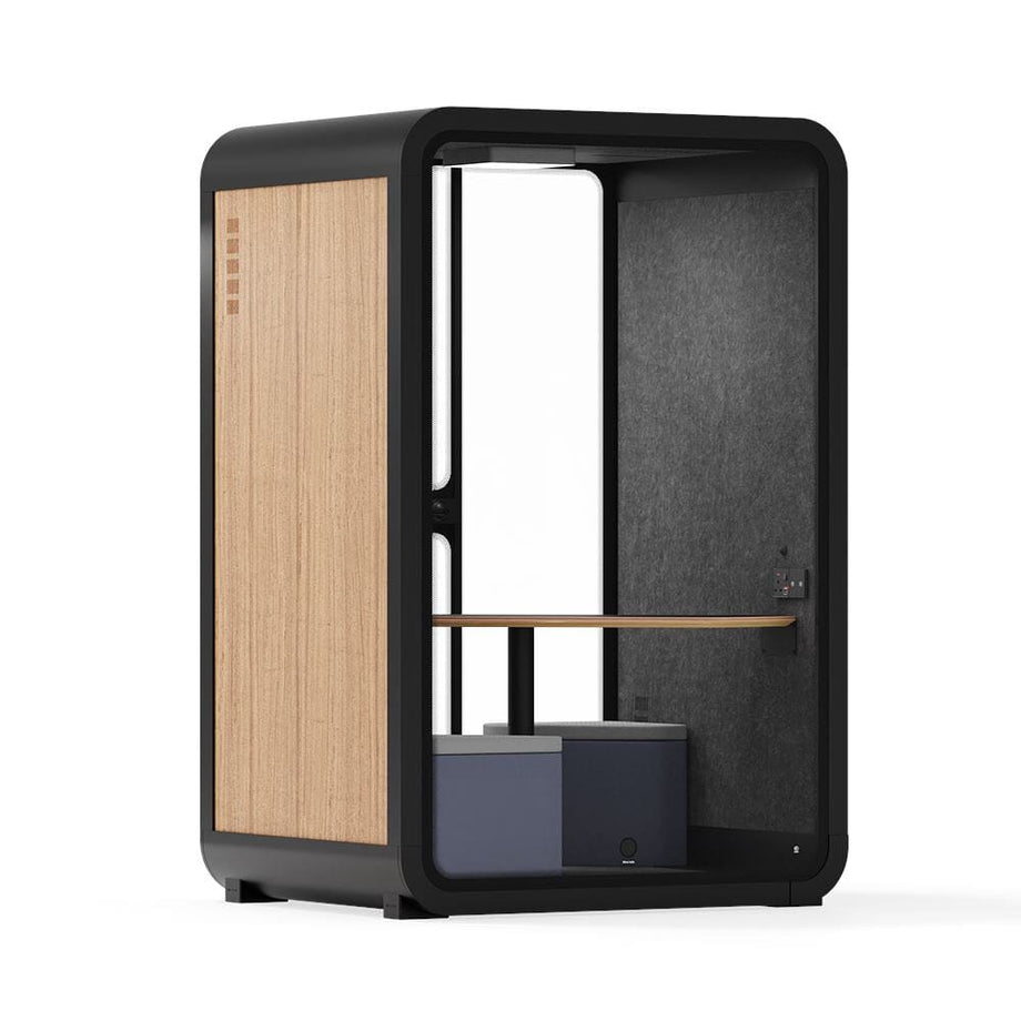 Toimistopuhelinosasto Quell - 2 henkilöäWooden / Dark Gray / Meeting Room + Table + Corner Stool
