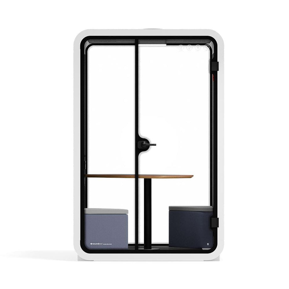 Toimistopuhelinosasto Quell - 2 henkilöäWhite / Dark Gray / Meeting Room + Table + Corner Stool