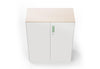 Moda Office Storage Cabinet shown on a white background. This modern storage cabinet features a durable electrostatic powder-coated surface, ABS handles, damping buffer hinges, a front lock, and a laminate top, providing stylish, secure, and functional storage for office and collaborative environments.