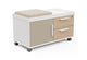 Moda Mobile Storage Cabinet on a white background, featuring a two-drawer one-door design with E0-grade particleboard, melamine finish, PVC edge banding, upholstered fabric door panel, smooth slide rails, damping hinges, ABS handles and nylon caster wheels; modern mobile office storage cabinet engineered for durable, flexible and space-efficient workspace organisation. 
