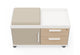 Moda Mobile Storage Cabinet on a white background, featuring a two-drawer one-door design with E0-grade particleboard, melamine finish, PVC edge banding, upholstered fabric door panel, smooth slide rails, damping hinges, ABS handles and nylon caster wheels; modern mobile office storage cabinet engineered for durable, flexible and space-efficient workspace organisation. 
