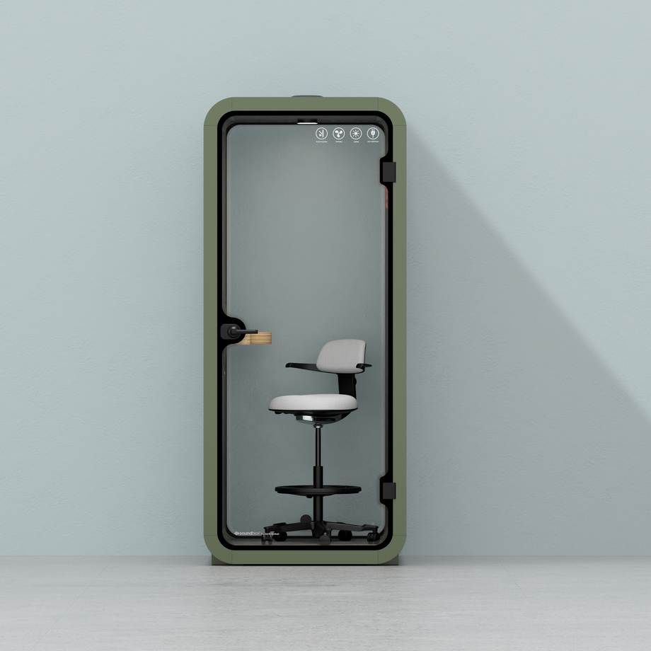Office Pod Quell AcousticGreen / With Furniture / Dark Grey