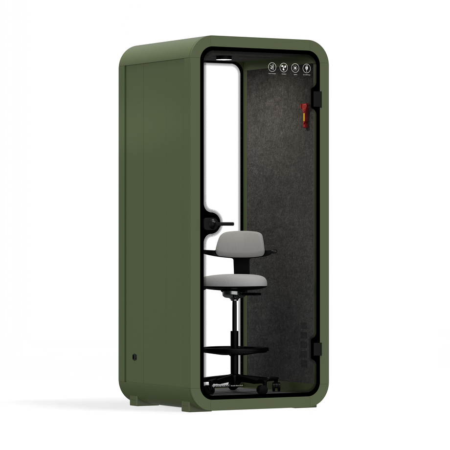 Office Pod Quell AcousticGreen / With Furniture / Dark Grey