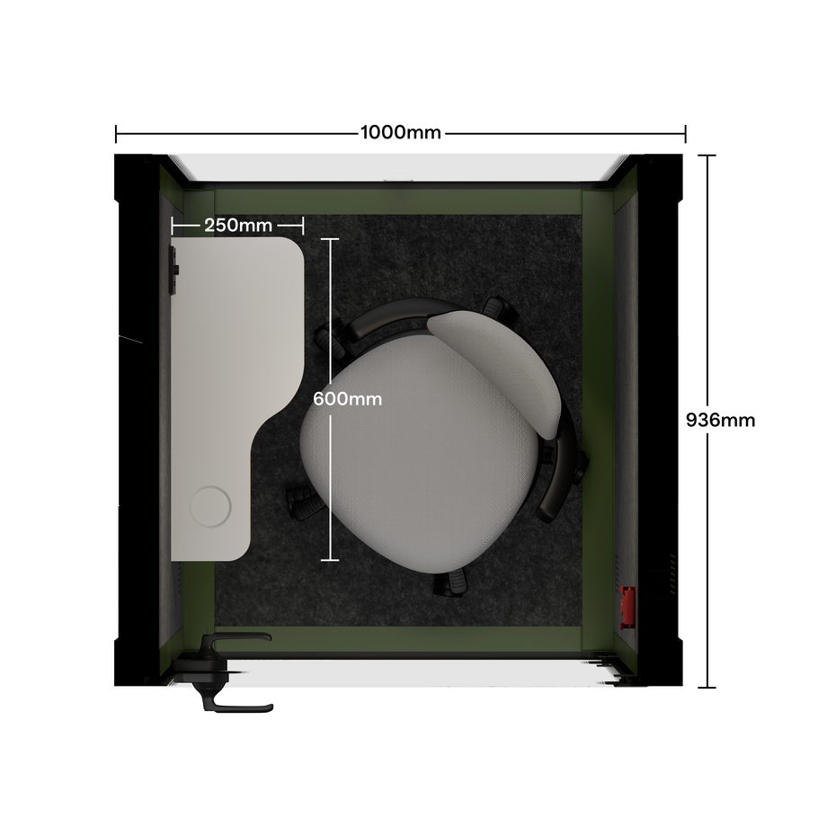 Office Pod Quell AcousticGreen / With Furniture / Dark Grey