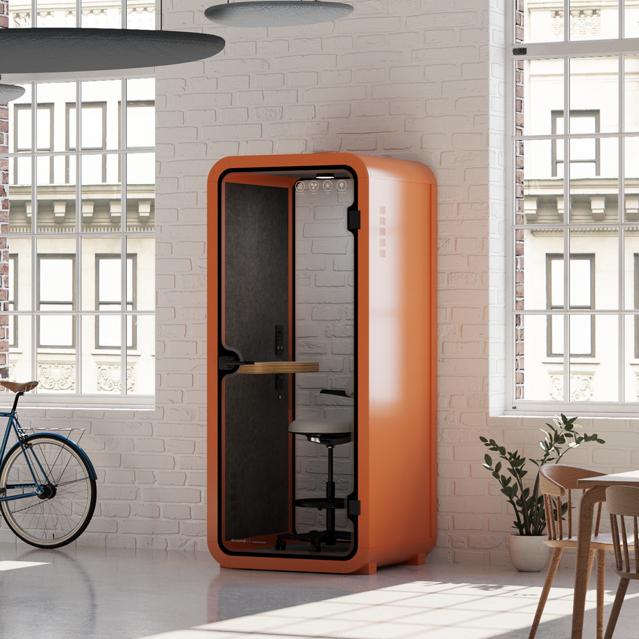 Office Pod Quell AcousticOrange / With Furniture / Dark Grey