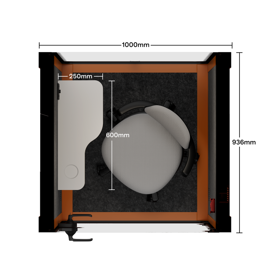 Office Pod Quell AcousticOrange / With Furniture / Dark Grey