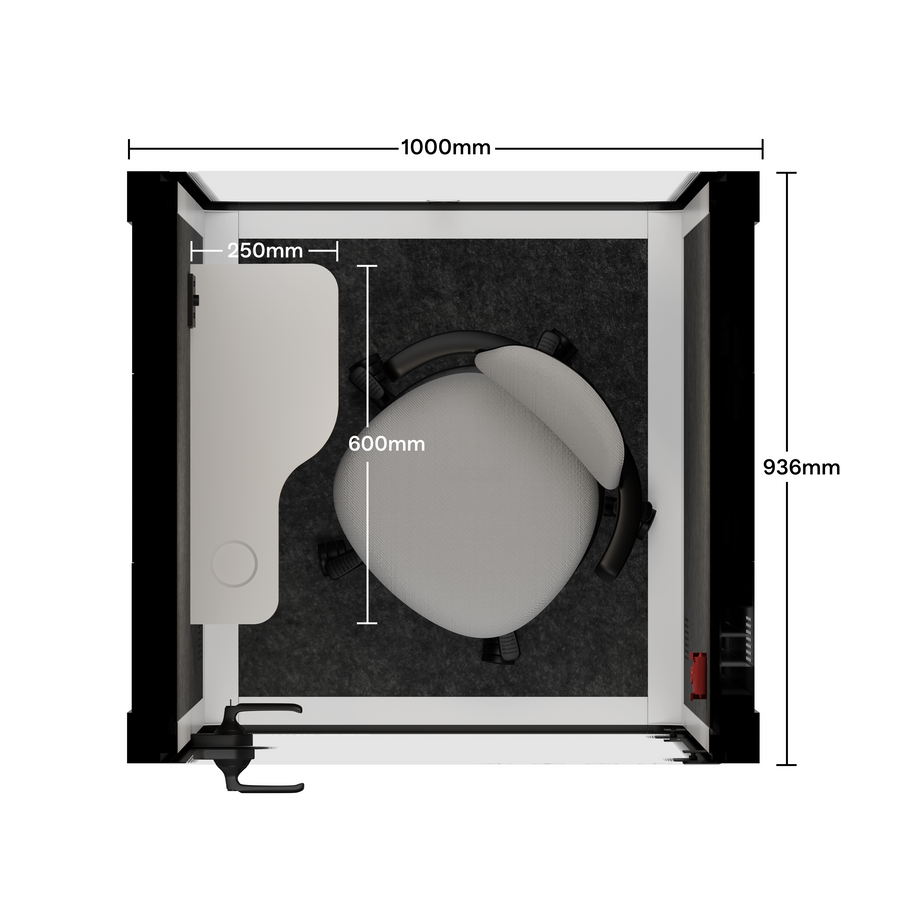 Office Pod Quell AcousticWhite / With Furniture / Dark Grey