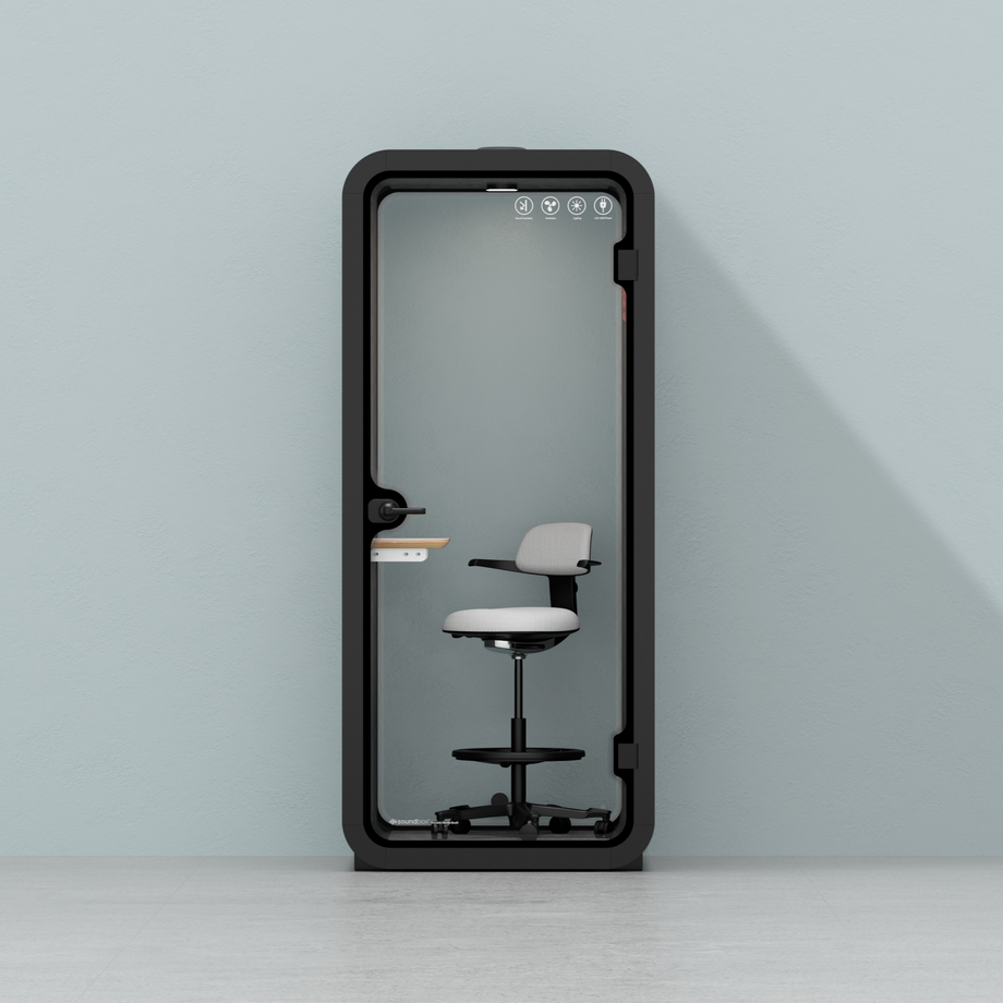 Office Pod Quell FlexCharcoal / Dark Grey / With Furniture