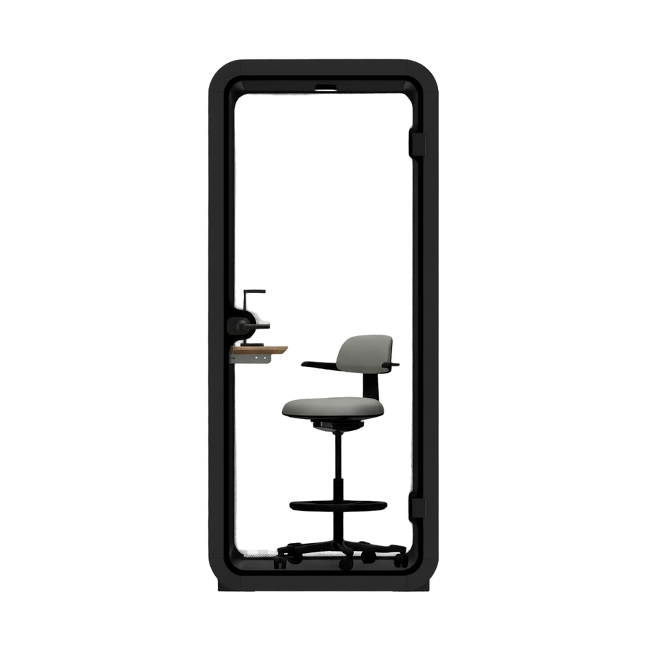 Office Pod Quell FlexCharcoal / Dark Grey / With Furniture