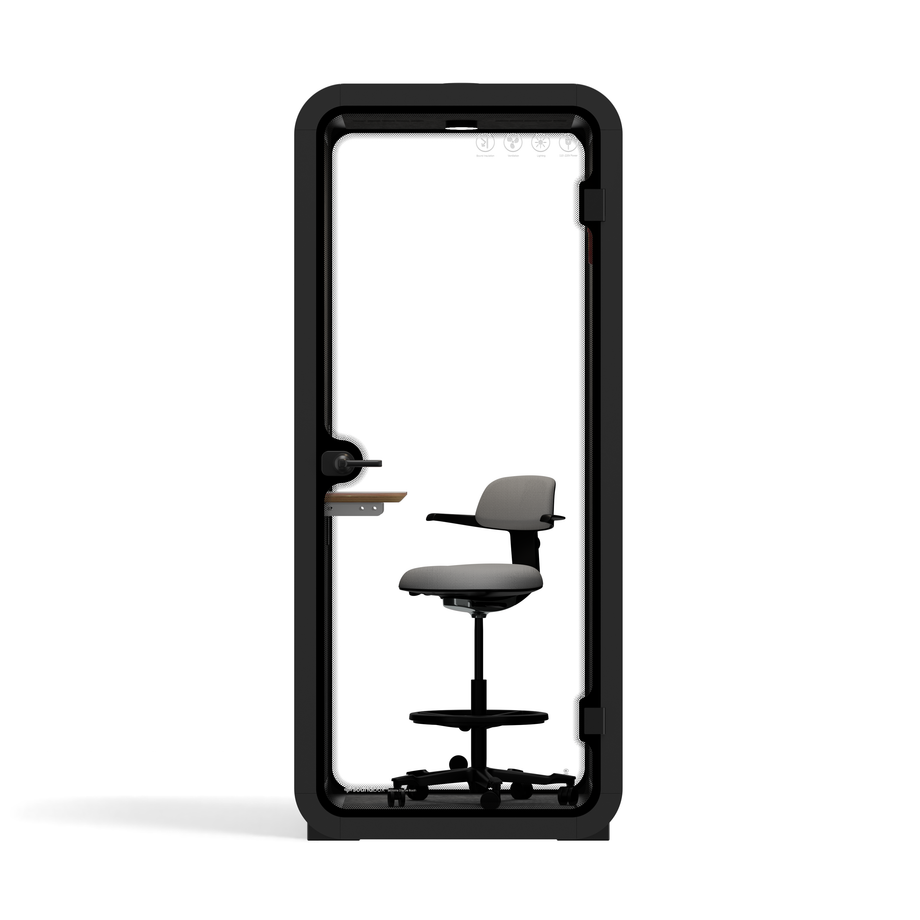Office Pod Quell FlexCharcoal / Dark Grey / With Furniture