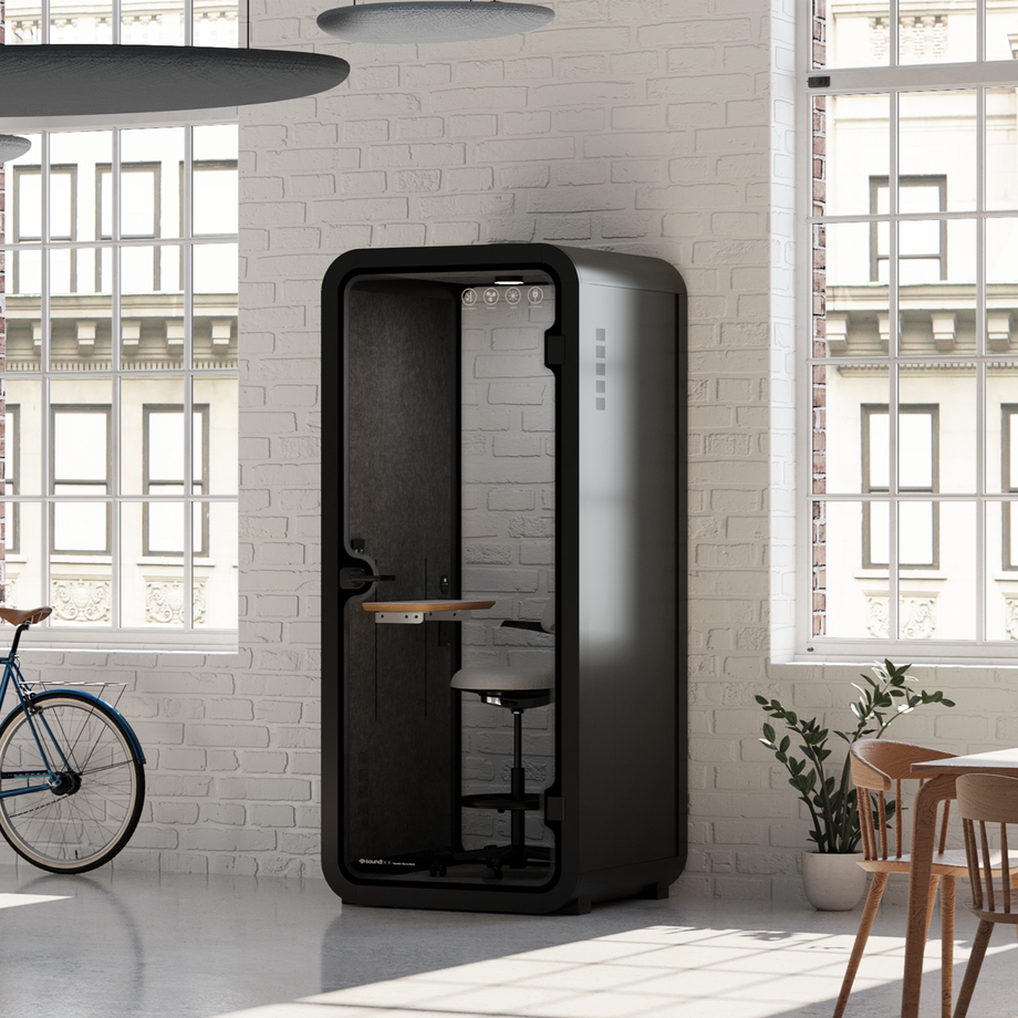 Office Pod Quell FlexCharcoal / Dark Grey / With Furniture