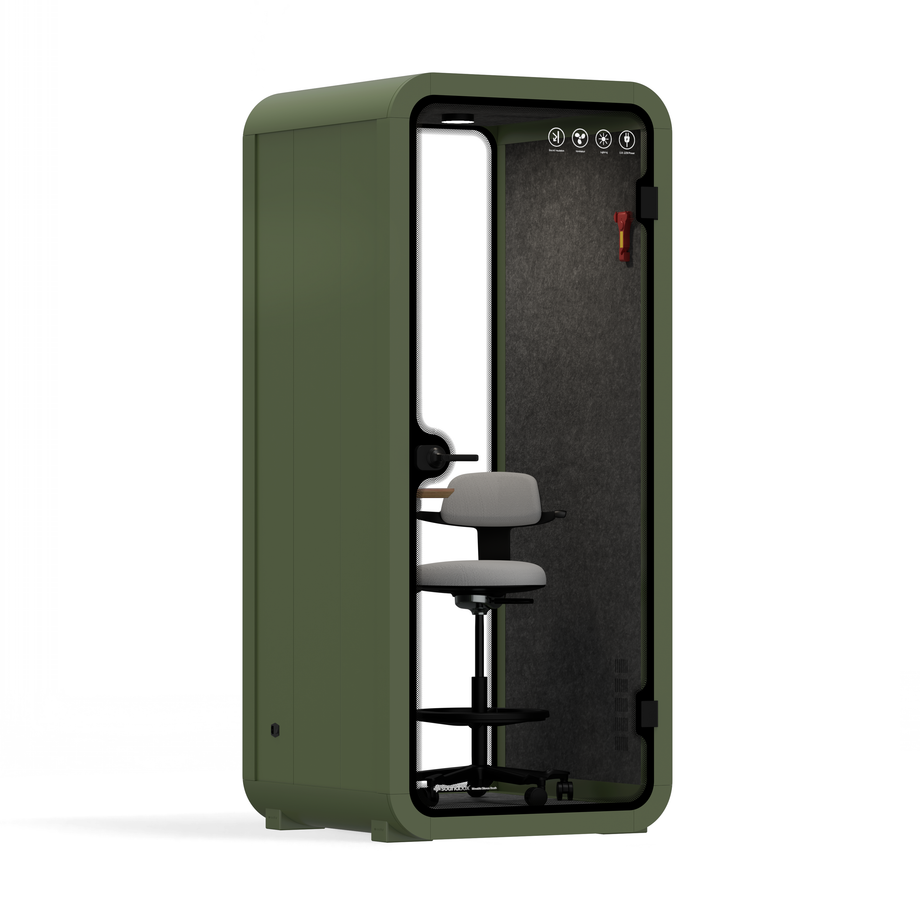 Office Pod Quell FlexGreen / Dark Grey / With Furniture