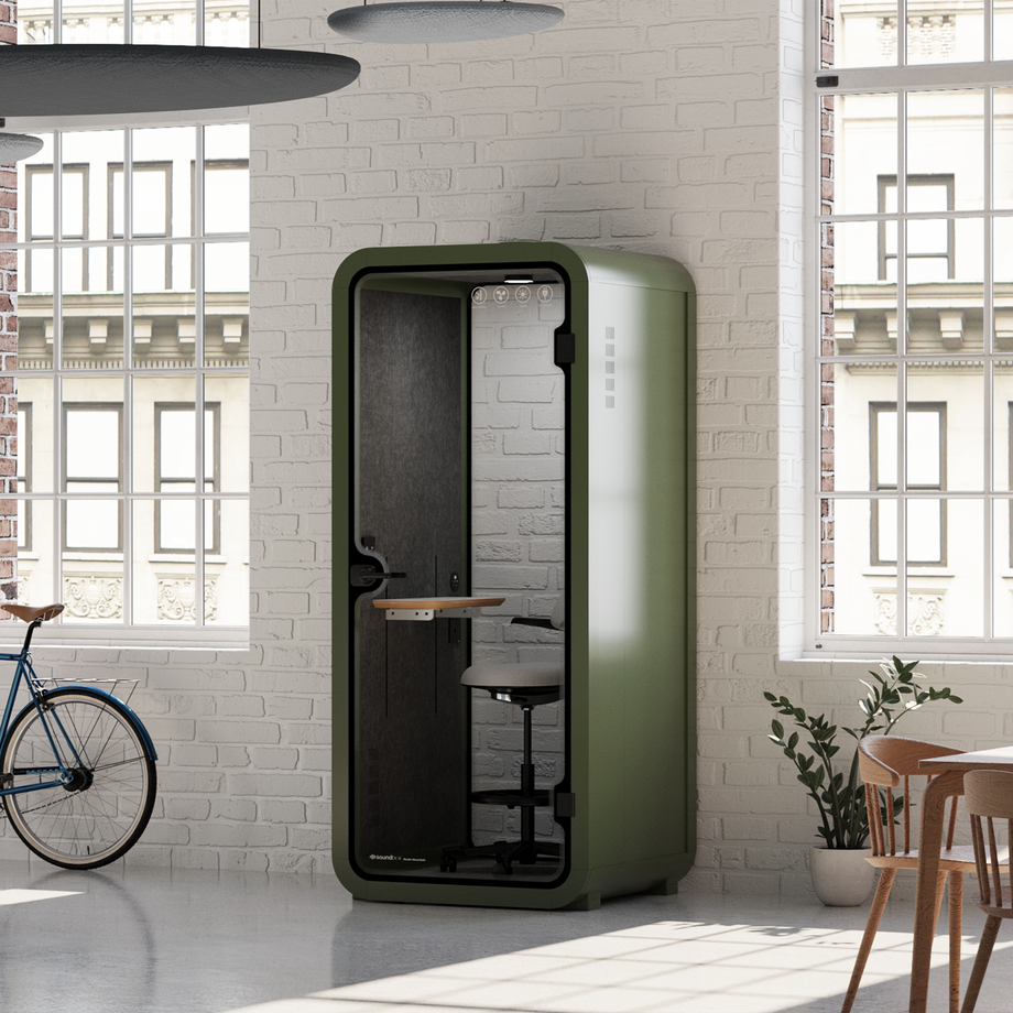 Office Pod Quell FlexGreen / Dark Grey / With Furniture