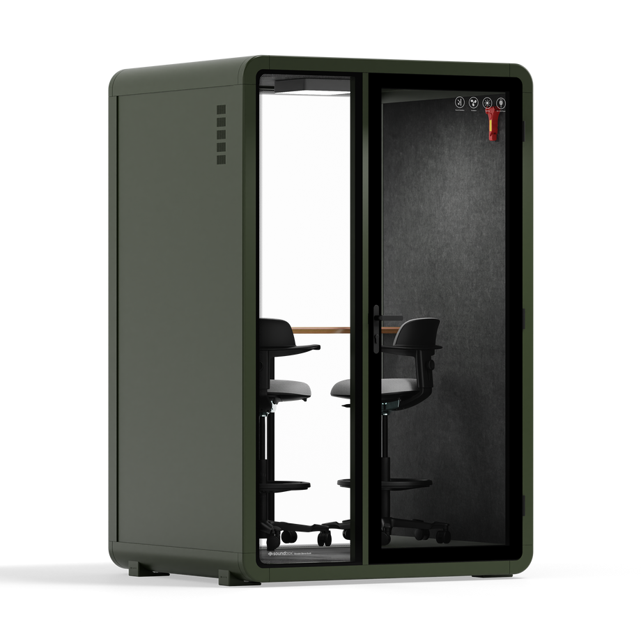 Quell+, 2 personer PodDark Green / Dark Gray / Dual Zoom Room + Device Shelf + 2 Barstools
