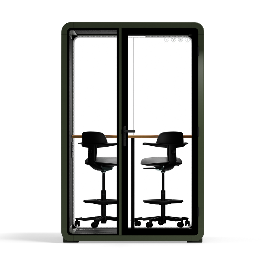 Quell+, 2 personer PodDark Green / Dark Gray / Dual Zoom Room + Device Shelf + 2 Barstools