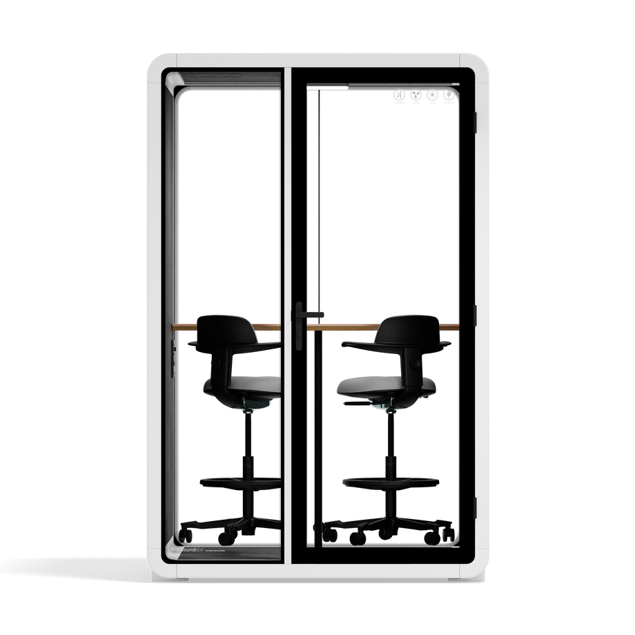 Quell+, 2 personer PodWhite / Dark Gray / Dual Zoom Room + Device Shelf + 2 Barstools